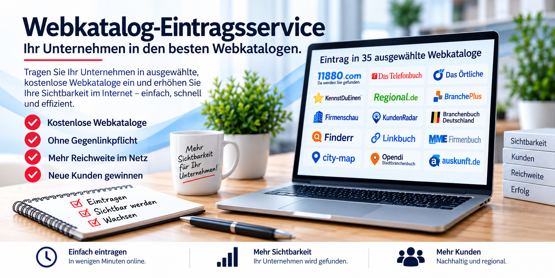 Webkatalog-Eintragsservice – Unternehmen in Webkataloge eintragen